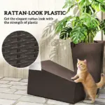 Outsunny 24 Inch Tall Plastic Planters Set of 3 with Drainage Holes Brown - Image 6