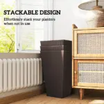 Outsunny 24 Inch Tall Plastic Planters Set of 3 with Drainage Holes Brown - Image 7
