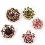 24 Piece Vintage Style Rhinestone Crystal Brooch Pin Set for DIY Bouquets - Image 12