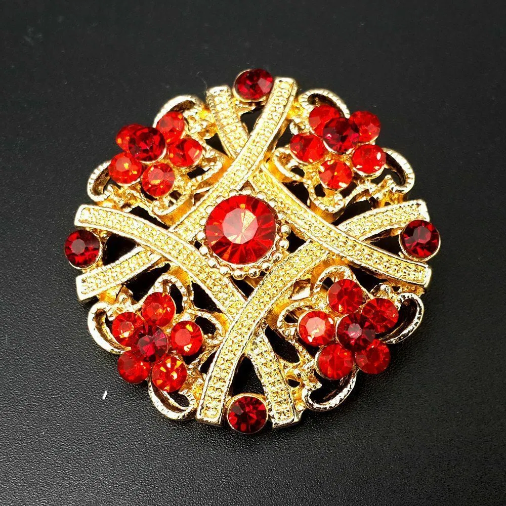 24 Piece Vintage Style Rhinestone Crystal Brooch Pin Set for DIY Bouquets