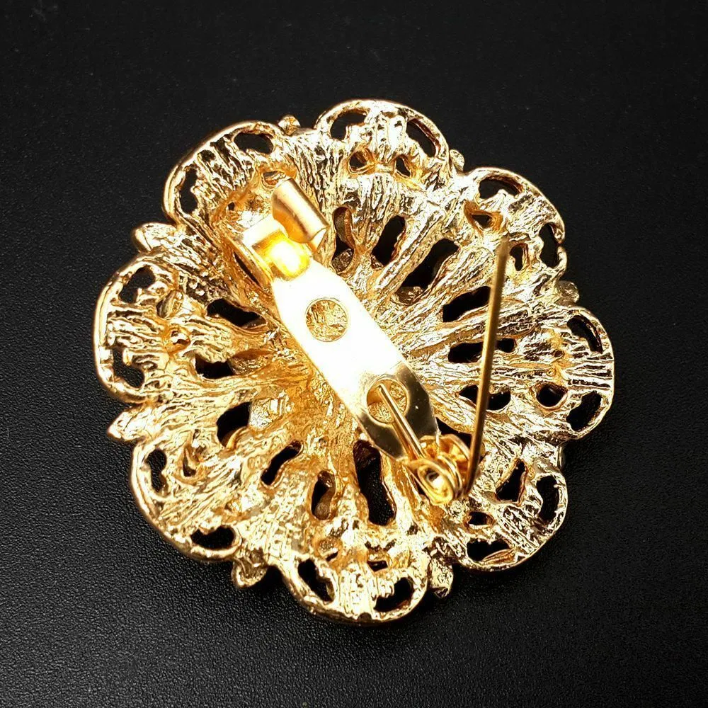24 Piece Vintage Style Rhinestone Crystal Brooch Pin Set for DIY Bouquets