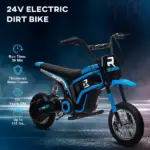 24V 350W Electric Dirt Bike Up to 14.9 MPH with Brake and Rear Suspension Blue Ages 13+ - Image 6
