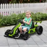 Aosom 24V 7.5 MPH Kids Go Kart Electric Drift Kart with Adjustable Seat, Children Playing Pedal Kart Toy, Slow Start, Green - Image 2