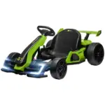 Aosom 24V 7.5 MPH Kids Go Kart Electric Drift Kart with Adjustable Seat, Children Playing Pedal Kart Toy, Slow Start, Green