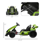 Aosom 24V 7.5 MPH Kids Go Kart Electric Drift Kart with Adjustable Seat, Children Playing Pedal Kart Toy, Slow Start, Green - Image 3