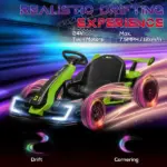 Aosom 24V 7.5 MPH Kids Go Kart Electric Drift Kart with Adjustable Seat, Children Playing Pedal Kart Toy, Slow Start, Green - Image 4