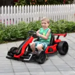 Aosom 24V 7.5 MPH Kids Go Kart Electric Grift Kart with Adjustable Seat, Children Playing Pedal Kart Toy, Slow Start, Red - Image 2