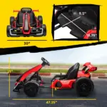 Aosom 24V 7.5 MPH Kids Go Kart Electric Grift Kart with Adjustable Seat, Children Playing Pedal Kart Toy, Slow Start, Red - Image 3