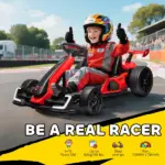 Aosom 24V 7.5 MPH Kids Go Kart Electric Grift Kart with Adjustable Seat, Children Playing Pedal Kart Toy, Slow Start, Red - Image 4