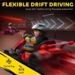 Aosom 24V 7.5 MPH Kids Go Kart Electric Grift Kart with Adjustable Seat, Children Playing Pedal Kart Toy, Slow Start, Red - Image 5