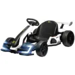 Aosom 24V 7.5 MPH Kids Go Kart Electric Drift Kart with Adjustable Seat, Children Playing Pedal Kart Toy, Slow Start, White