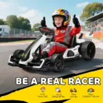 Aosom 24V 7.5 MPH Kids Go Kart Electric Drift Kart with Adjustable Seat, Children Playing Pedal Kart Toy, Slow Start, White - Image 4