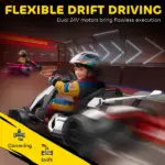 Aosom 24V 7.5 MPH Kids Go Kart Electric Drift Kart with Adjustable Seat, Children Playing Pedal Kart Toy, Slow Start, White - Image 5
