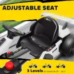 Aosom 24V 7.5 MPH Kids Go Kart Electric Drift Kart with Adjustable Seat, Children Playing Pedal Kart Toy, Slow Start, White - Image 6
