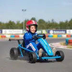 Qaba 24V 7AH Kids Electric Go Kart, 8.1 MPH Battery Powered Drift Kart with Dual Motors, Soft Start for 8-12 Years, Blue - Image 2