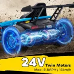 Qaba 24V 7AH Kids Electric Go Kart, 8.1 MPH Battery Powered Drift Kart with Dual Motors, Soft Start for 8-12 Years, Blue - Image 5