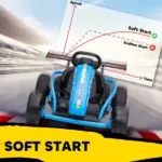 Qaba 24V 7AH Kids Electric Go Kart, 8.1 MPH Battery Powered Drift Kart with Dual Motors, Soft Start for 8-12 Years, Blue - Image 6