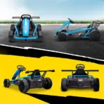 Qaba 24V 7AH Kids Electric Go Kart, 8.1 MPH Battery Powered Drift Kart with Dual Motors, Soft Start for 8-12 Years, Blue - Image 9
