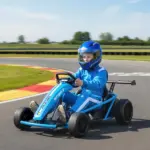 Qaba 24V 7AH Kids Electric Go Kart, 8.1 MPH Battery Powered Drift Kart with Dual Motors, Soft Start for 8-12 Years, Blue - Image 10