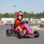 Qaba 24V 7AH Kids Electric Go Kart, 8.1 MPH Battery Powered Drift Kart with Dual Motors, Soft Start for 8-12 Years, Pink - Image 2