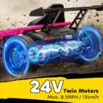 Qaba 24V 7AH Kids Electric Go Kart, 8.1 MPH Battery Powered Drift Kart with Dual Motors, Soft Start for 8-12 Years, Pink - Image 5