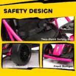 Qaba 24V 7AH Kids Electric Go Kart, 8.1 MPH Battery Powered Drift Kart with Dual Motors, Soft Start for 8-12 Years, Pink - Image 8