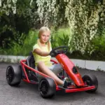 HOMCOM 24V Electric Go Kart for Kids, Drift Electric Go Kart Racing with 2 Speeds, for Boys Girls Aged 8-12 Years Old, Red - Image 2