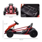 HOMCOM 24V Electric Go Kart for Kids, Drift Electric Go Kart Racing with 2 Speeds, for Boys Girls Aged 8-12 Years Old, Red - Image 3