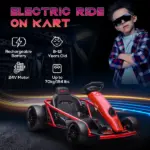 HOMCOM 24V Electric Go Kart for Kids, Drift Electric Go Kart Racing with 2 Speeds, for Boys Girls Aged 8-12 Years Old, Red - Image 4