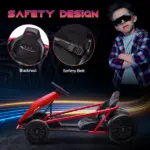 HOMCOM 24V Electric Go Kart for Kids, Drift Electric Go Kart Racing with 2 Speeds, for Boys Girls Aged 8-12 Years Old, Red - Image 6
