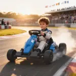 Qaba 24V Electric Go Kart with Dual 150W Motors, Adjustable Seat and 11.2MPH High Speed, Slow Start, 5-Point Harness, Blue - Image 2