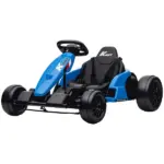 Qaba 24V Electric Go Kart with Dual 150W Motors, Adjustable Seat and 11.2MPH High Speed, Slow Start, 5-Point Harness, Blue