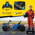 Qaba 24V Electric Go Kart with Dual 150W Motors, Adjustable Seat and 11.2MPH High Speed, Slow Start, 5-Point Harness, Blue - Image 3