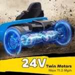 Qaba 24V Electric Go Kart with Dual 150W Motors, Adjustable Seat and 11.2MPH High Speed, Slow Start, 5-Point Harness, Blue - Image 4