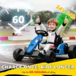 Qaba 24V Electric Go Kart with Dual 150W Motors, Adjustable Seat and 11.2MPH High Speed, Slow Start, 5-Point Harness, Blue - Image 5