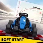 Qaba 24V Electric Go Kart with Dual 150W Motors, Adjustable Seat and 11.2MPH High Speed, Slow Start, 5-Point Harness, Blue - Image 8