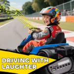 Qaba 24V Electric Go Kart with Dual 150W Motors, Adjustable Seat and 11.2MPH High Speed, Slow Start, 5-Point Harness, Blue - Image 9