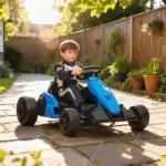 Qaba 24V Electric Go Kart with Dual 150W Motors, Adjustable Seat and 11.2MPH High Speed, Slow Start, 5-Point Harness, Blue - Image 10