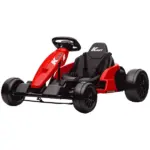 Qaba 24V Electric Go Kart with Dual 150W Motors, Adjustable Seat and 11.2MPH High Speed, Slow Start, 5-Point Harness, Red