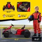Qaba 24V Electric Go Kart with Dual 150W Motors, Adjustable Seat and 11.2MPH High Speed, Slow Start, 5-Point Harness, Red - Image 3