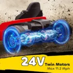 Qaba 24V Electric Go Kart with Dual 150W Motors, Adjustable Seat and 11.2MPH High Speed, Slow Start, 5-Point Harness, Red - Image 4