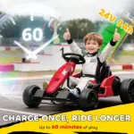 Qaba 24V Electric Go Kart with Dual 150W Motors, Adjustable Seat and 11.2MPH High Speed, Slow Start, 5-Point Harness, Red - Image 5