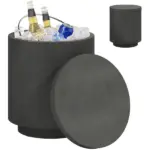 2.6 Gal Outdoor Side Table, 3-In-1 Concrete Cooler Bar Table with Storage, Removable Ice Bucket and Lid, Charcoal Gray - Image 11