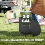 2.6 Gal Outdoor Side Table, 3-In-1 Concrete Cooler Bar Table with Storage, Removable Ice Bucket and Lid, Charcoal Gray - Image 5