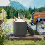 2.6 Gal Outdoor Side Table, 3-In-1 Concrete Cooler Bar Table with Storage, Removable Ice Bucket and Lid, Charcoal Gray - Image 8