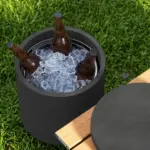 2.6 Gal Outdoor Side Table, 3-In-1 Concrete Cooler Bar Table with Storage, Removable Ice Bucket and Lid, Charcoal Gray - Image 9
