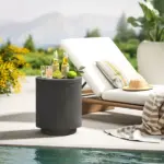 2.6 Gal Outdoor Side Table, 3-In-1 Concrete Cooler Bar Table with Storage, Removable Ice Bucket and Lid, Charcoal Gray - Image 10