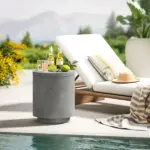 HOMCOM 2.6 Gal Outdoor Side Table, 3-In-1 Concrete Cooler Bar Table with Storage, Removable Ice Bucket and Lid, Light Gray - Image 10