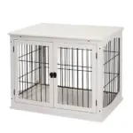 26" Wooden Dog Cage Dog Crate Furniture, Indoor Dog Kennel, Dog Cage End Table with 2 Lockable Doors Entrance and Top Shelf, White - Image 11