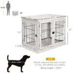 26" Wooden Dog Cage Dog Crate Furniture, Indoor Dog Kennel, Dog Cage End Table with 2 Lockable Doors Entrance and Top Shelf, White - Image 3